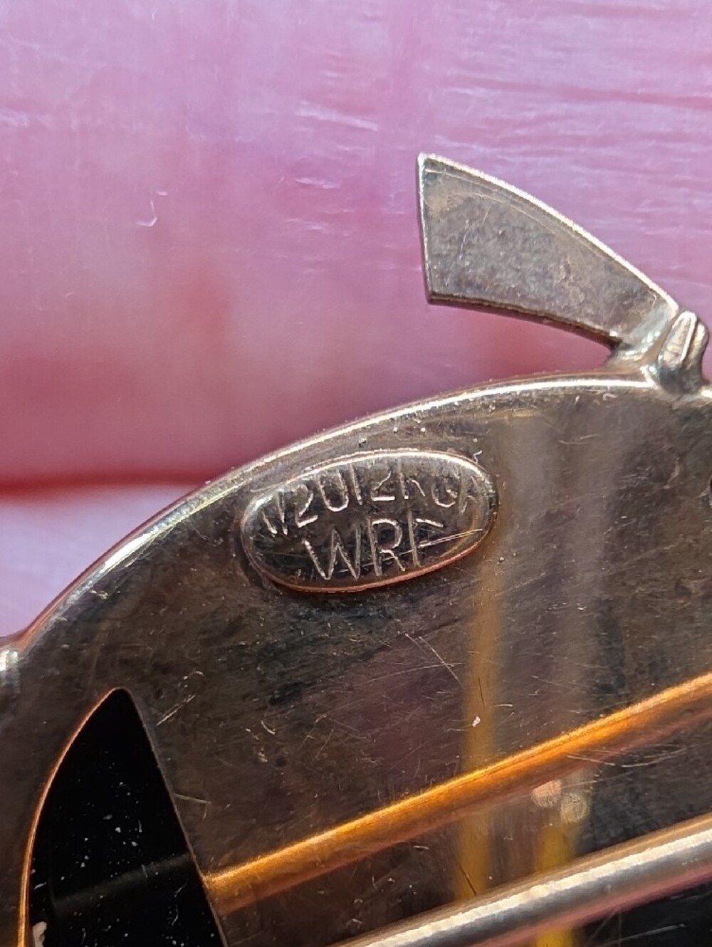 VTG WRE W.E. Richards 12K GF Black Onyx Modernist Turtle Brooch Pin
